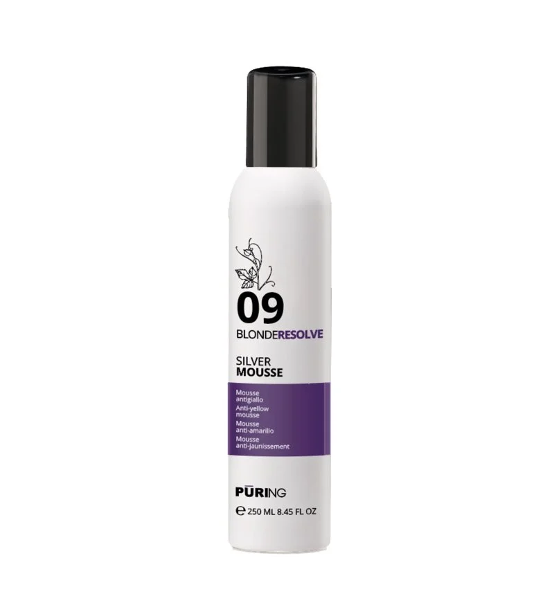 09 BlondeResolve Silver Mousse mousse neutralisante sans rinçage pour cheveux blonds, gris et décolorés 250 ml