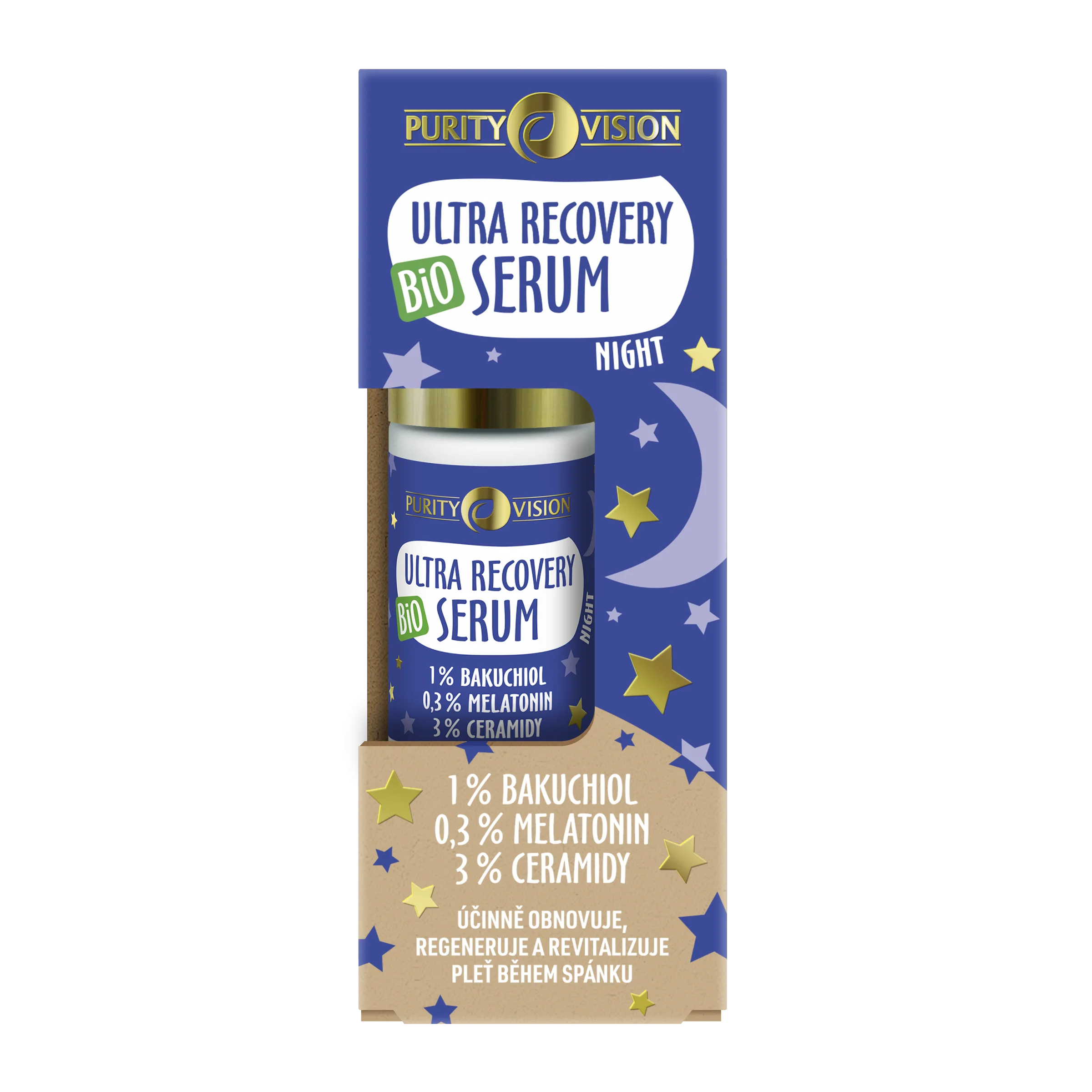 Purity Vision Sérum visage de nuit Ultra Recovery Night (30 ml) - au bakuchiol, à la mélatonine et aux céramides