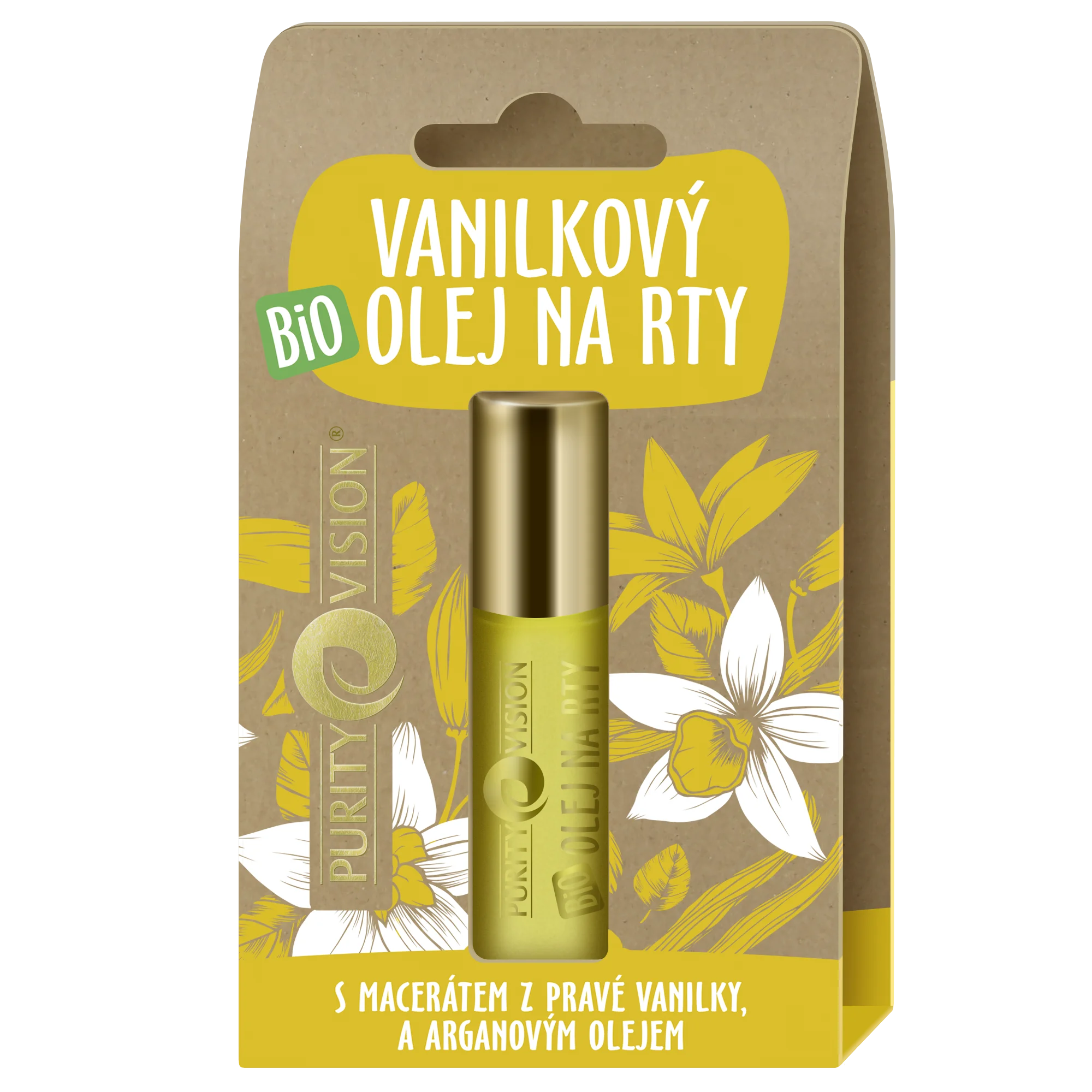 Purity Vision Huile vanillée pour les lèvres BIO (10 ml) - un soin parfumé pour les lèvres sèches