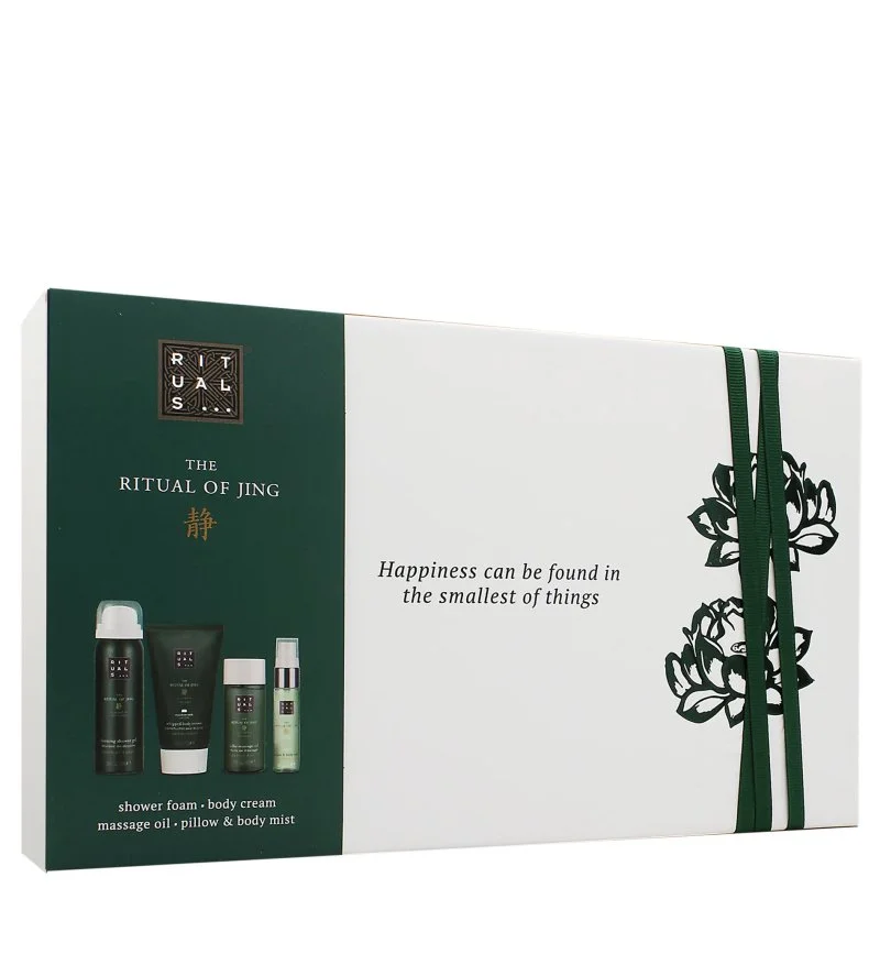 The Ritual of Jing coffret cadeau gel douche 50 ml + crème pour le corps 70 ml + huile de massage 50 ml + brume pour le corps et l’oreiller