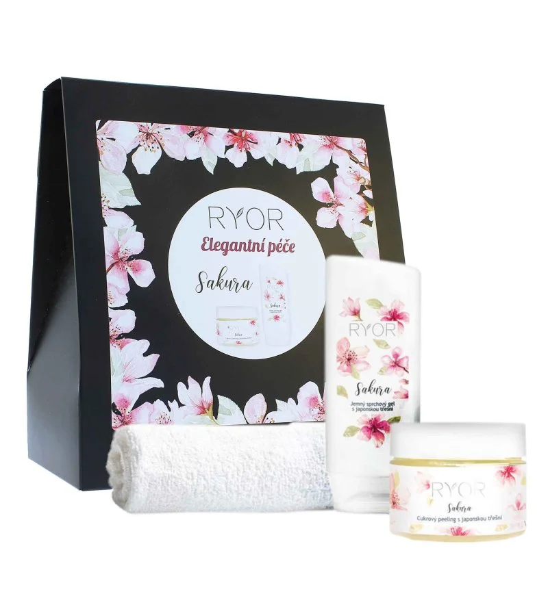 Sakura coffret cadeau gommage au sucre à la fleur de cerisier japonais 325 g + gel douche doux à la fleur de cerisier japonais 200 ml
