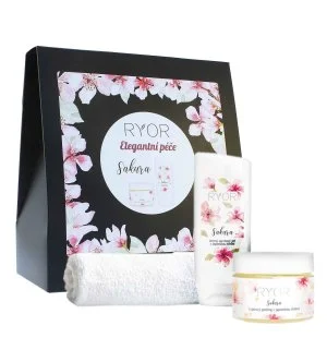 RYOR Sakura coffret cadeau gommage au sucre à la fleur de cerisier japonais 325 g + gel douche doux à la fleur de cerisier japonais