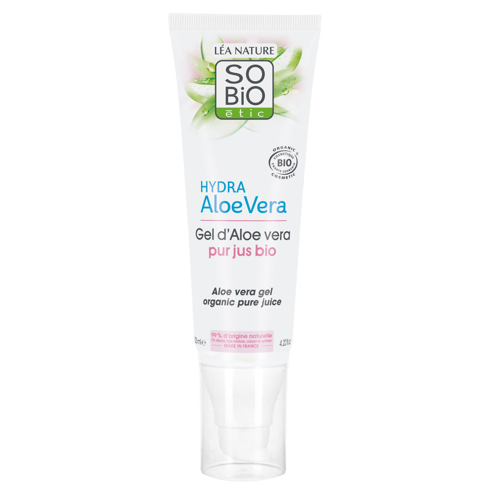 SO’BiO étic Gel d'Aloe vera - hypoallergénique BIO (125 ml) - hydratation intense et apaisement de la peau
