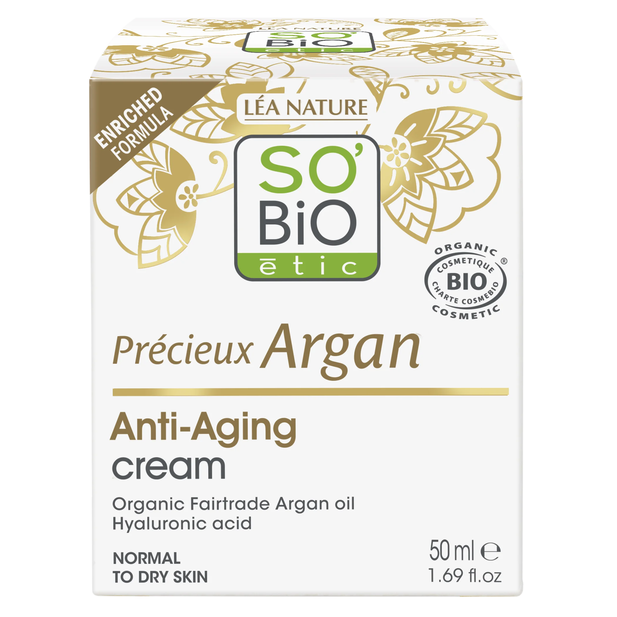 SO’BiO étic Anti-âge Précieux Argan Crème de jour BIO (50 ml) - hydrate, raffermit et illumine la peau