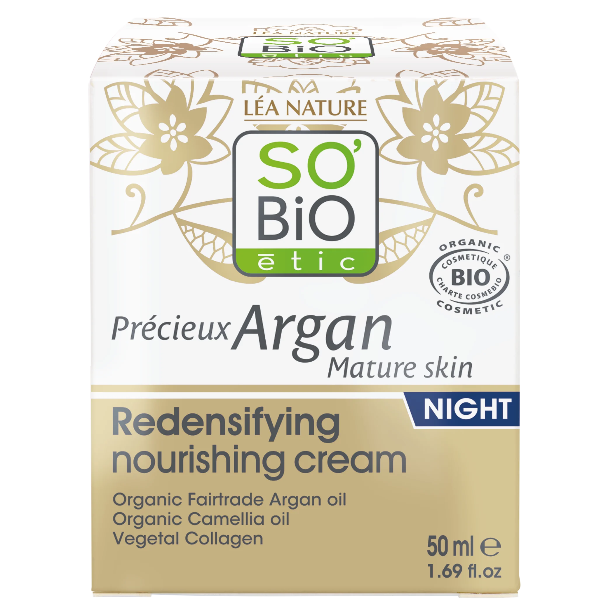 SO’BiO étic Anti-age Precieux Crème de nuit nourrissante et raffermissante GOLD BIO (50 ml) - idéale pour les peaux matures