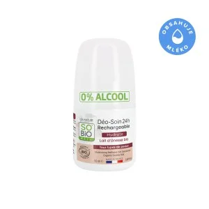 SO’BiO étic Déodorant roll-on 24h hydratant au lait d’ânesse - rechargeable BIO (50 ml) - convient aussi aux peaux sensibles