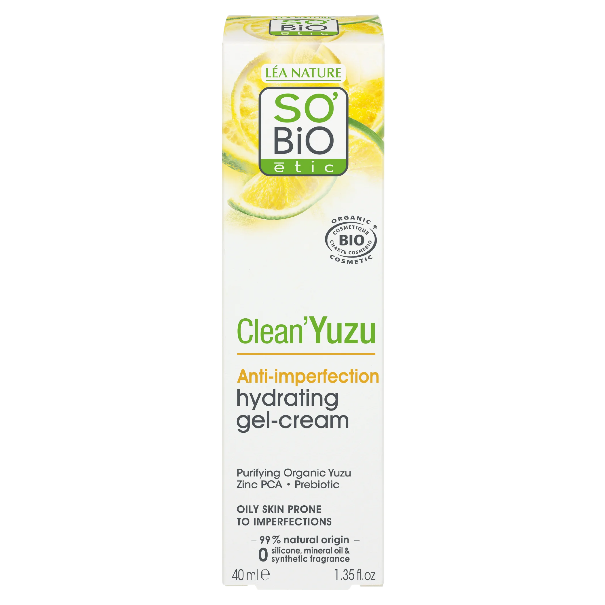 SO’BiO étic Gel-crème visage hydratant - Clean Yuzu BIO (40 ml) - idéal pour les peaux grasses
