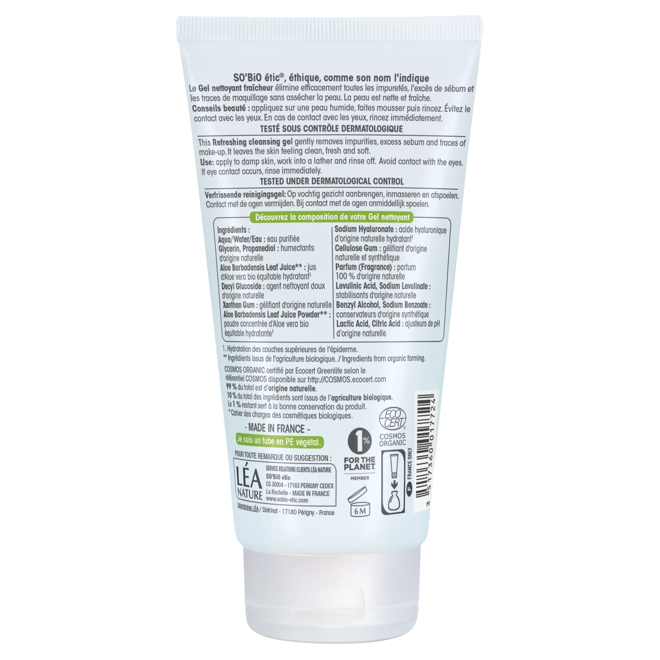 SO’BiO étic Gel nettoyant hydratant Aloe vera BIO (150 ml) - pour tous types de peau