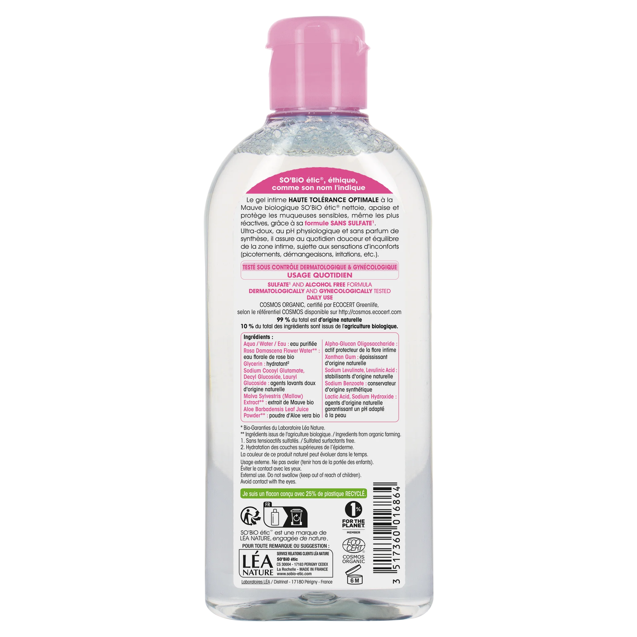 SO’BiO étic Gel lavant intime hypoallergénique BIO (200 ml) - à l’extrait de mauve commune