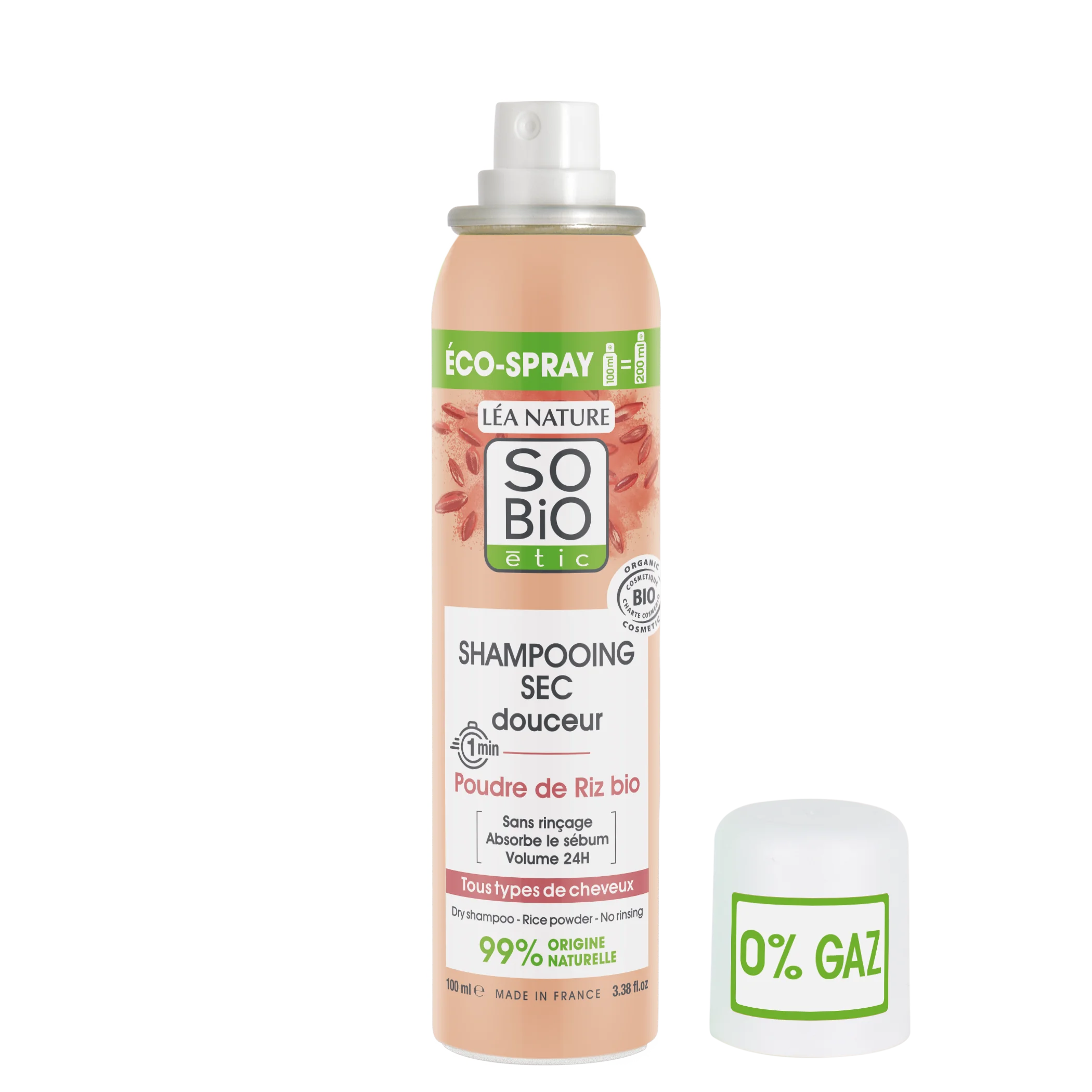 SO’BiO étic Shampooing sec doux en spray pour cuir chevelu sensible BIO (100 ml) - volume et cheveux propres sans lavage