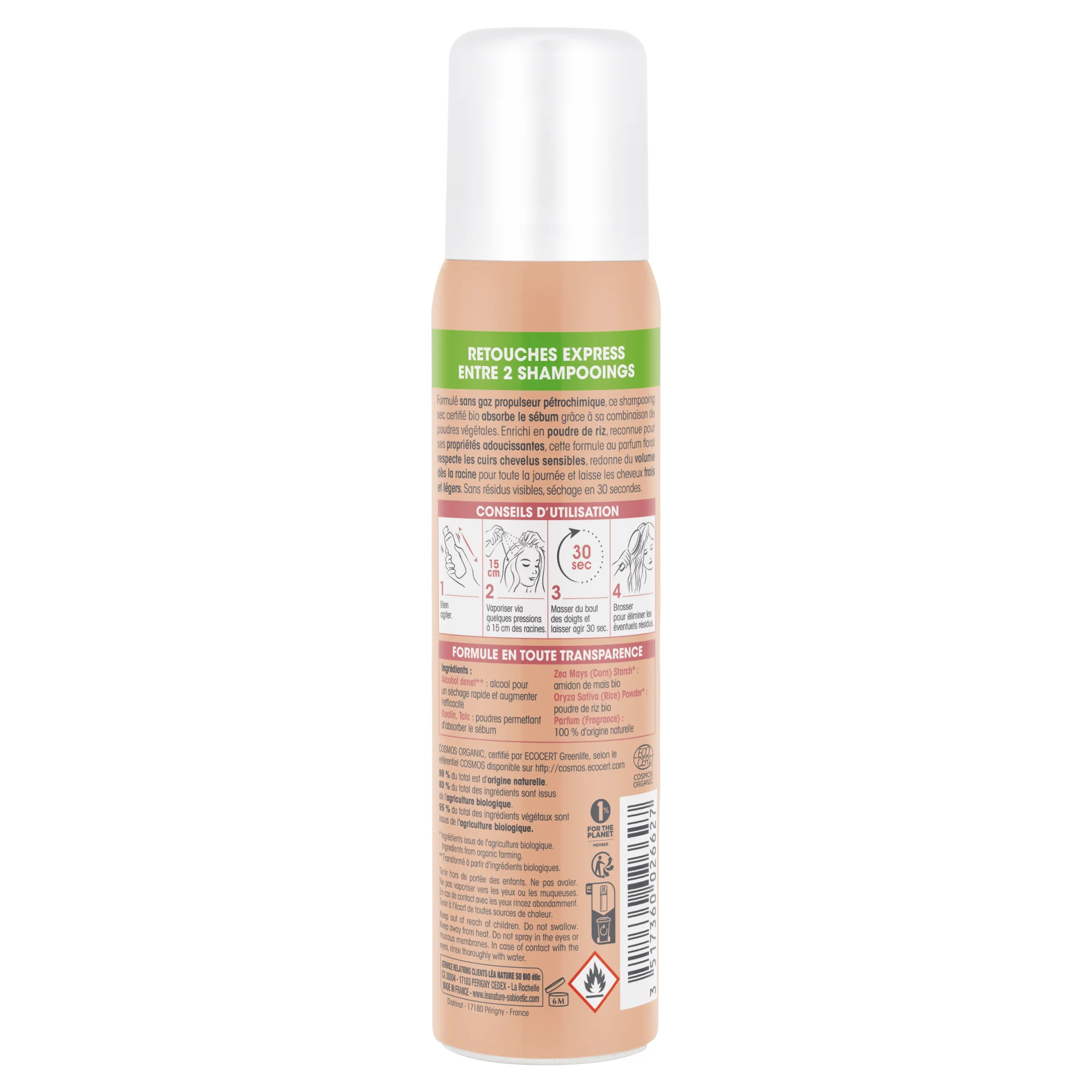 SO’BiO étic Shampooing sec doux en spray pour cuir chevelu sensible BIO (100 ml) - volume et cheveux propres sans lavage