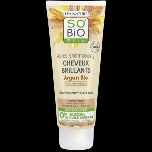 SO’BiO étic Après-shampooing brillance à l'huile d'argan - pour cheveux normaux à secs BIO (200 ml) - laisse les cheveux brillants et doux