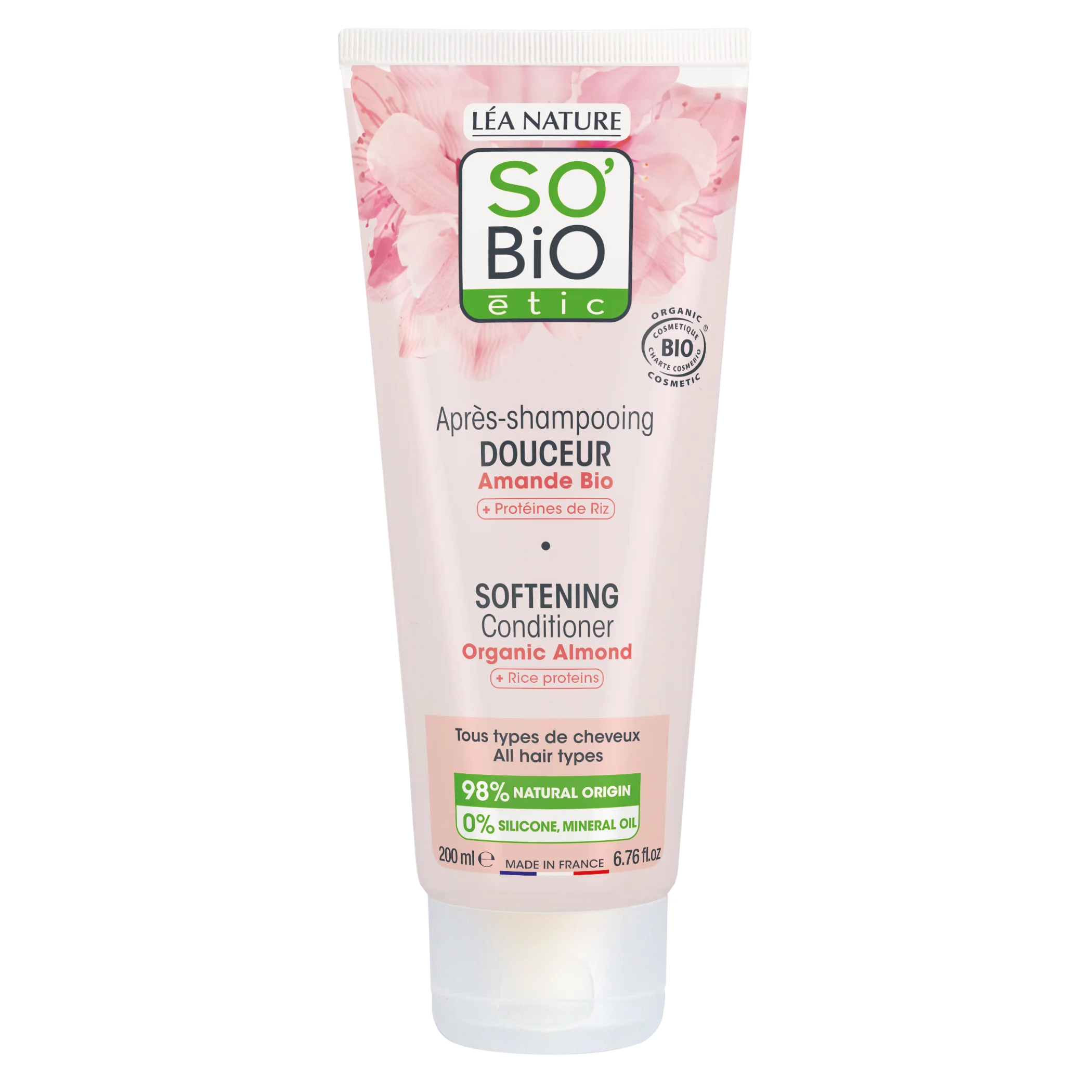 SO’BiO étic Après-shampooing BIO au lait d'amande et aux protéines de riz (200 ml) - pour tous types de cheveux