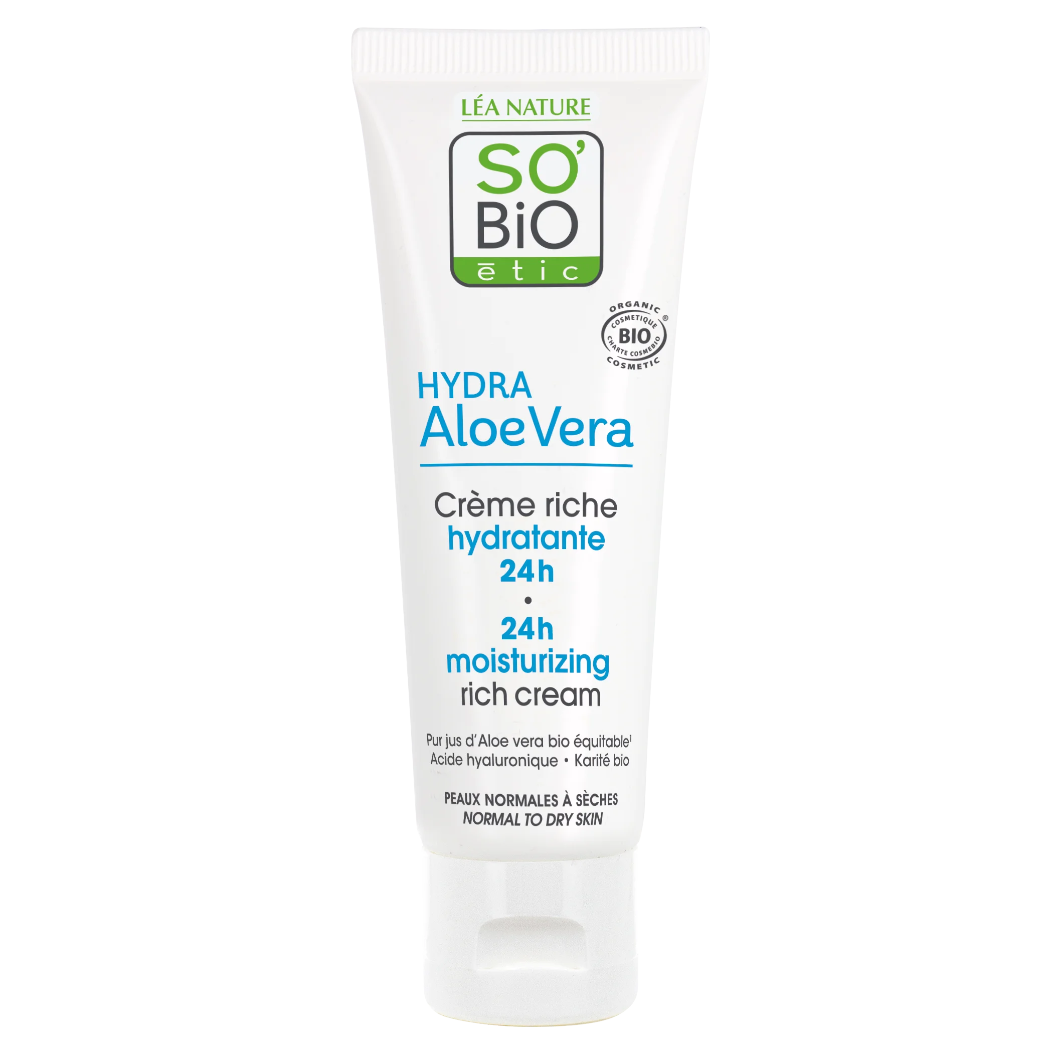 SO’BiO étic Crème de jour richement hydratante à l’Aloe vera BIO (50 ml) - à l’acide hyaluronique