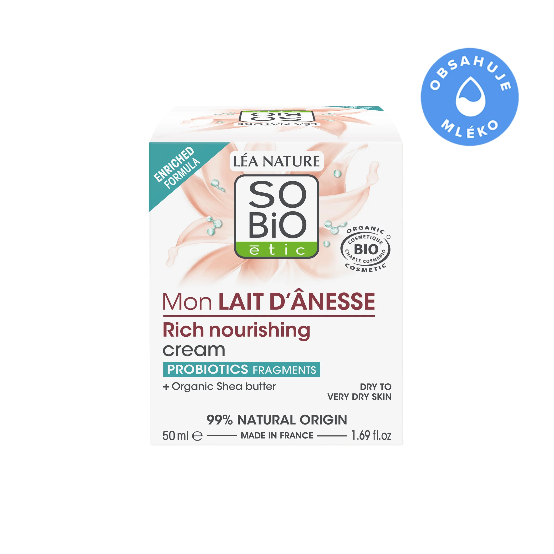 SO’BiO étic Crème richement nourrissante au lait d’ânesse BIO (50 ml) - pour peaux très sèches