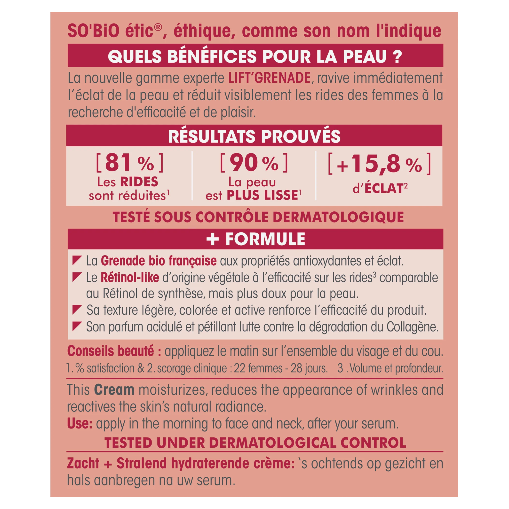SO’BiO étic Crème de jour éclat anti-rides Lift'Grenade BIO (50 ml) - à la grenade