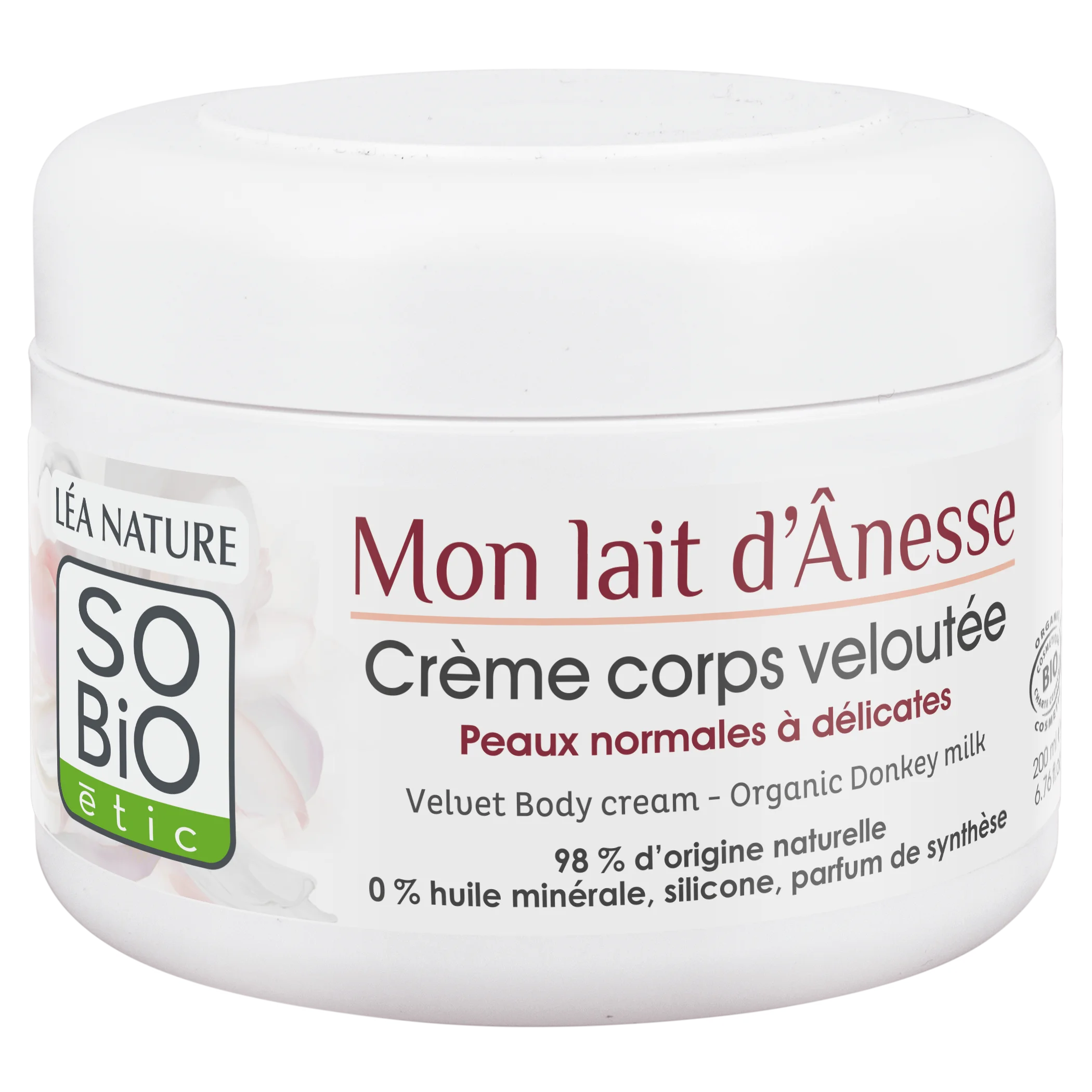 SO’BiO étic Crème corps nourrissante au lait d’ânesse BIO (200 ml) - convient aussi aux peaux sensibles