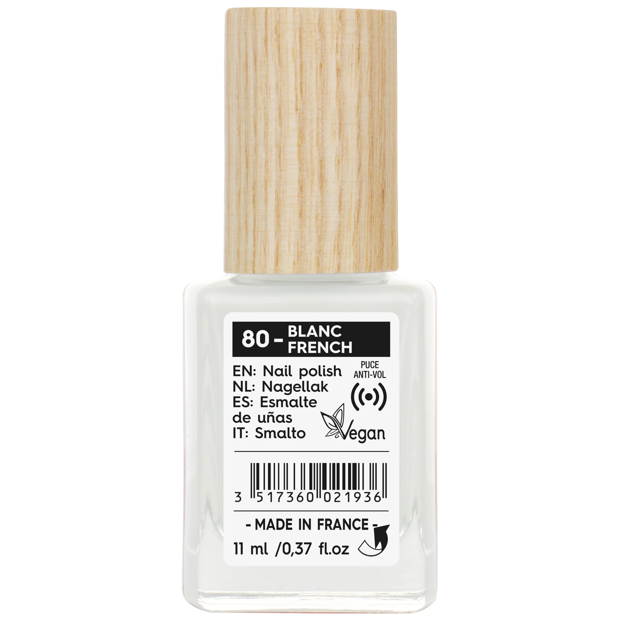 SO’BiO étic Vernis à ongles - 80 blanc français (11 ml) - à la couleur éclatante et intense