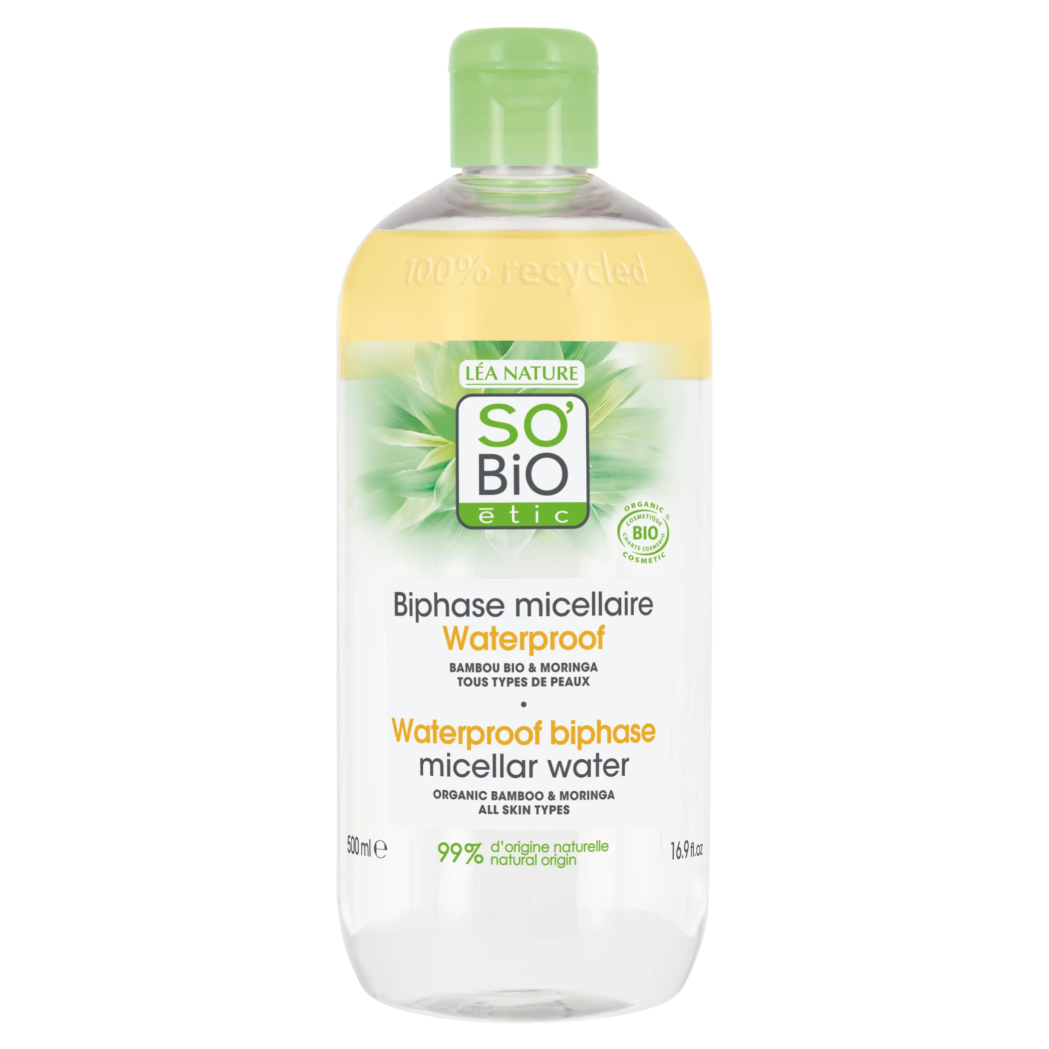 SO’BiO étic Eau micellaire biphasée - Pur BAMBOO BIO (500 ml) - au bambou et à la moringa biologiques