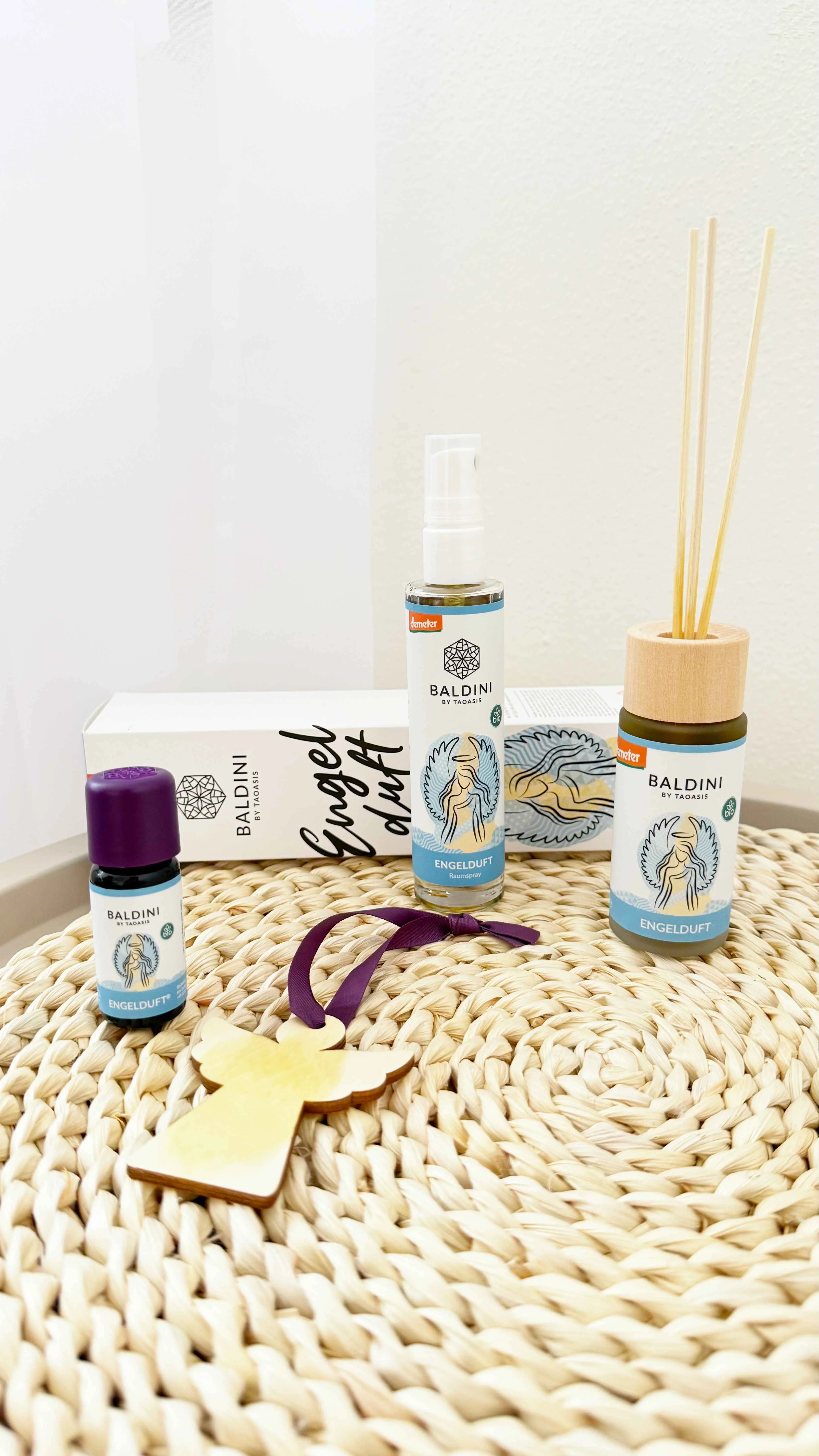 Taoasis Baldini Mini coffret Aroma Angel Scent BIO (10 ml) - plaquette en bois comme diffuseur