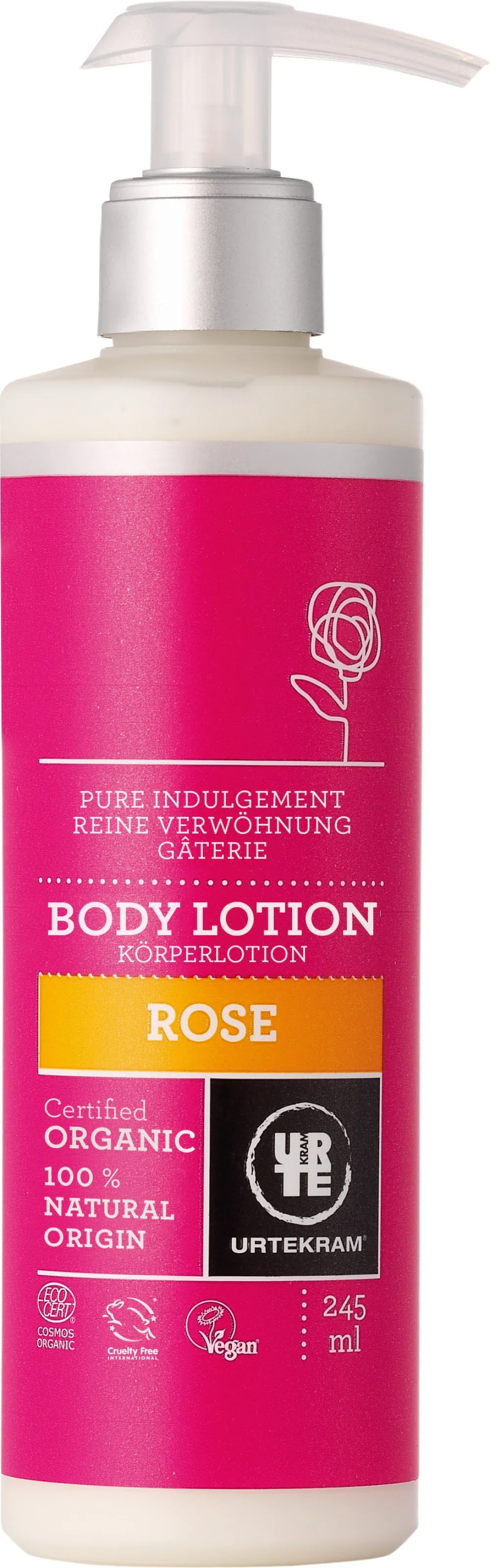 Urtekram Lait corporel rose 245ml BIO, VEG