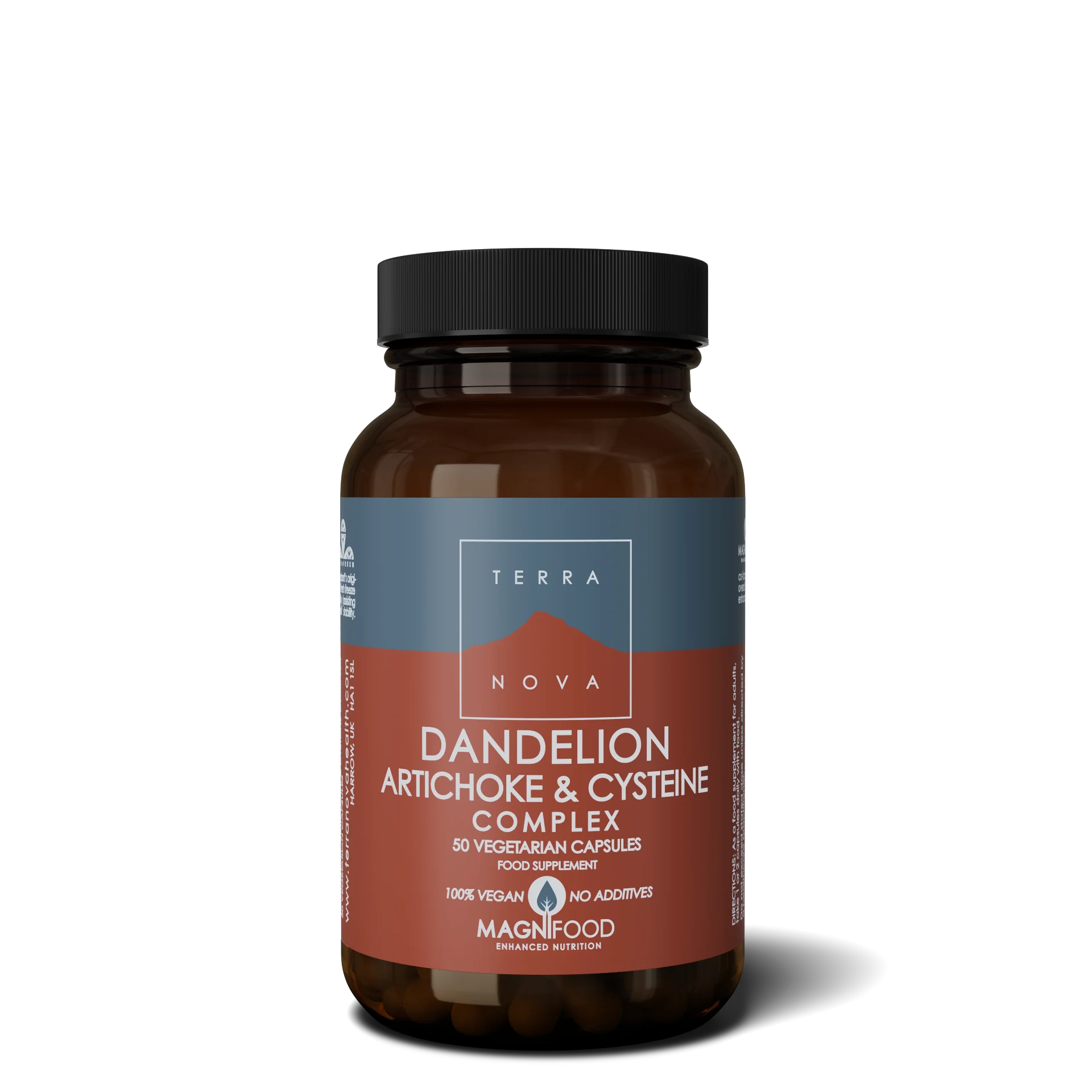 Terranova Health Complexe Pissenlit, Artichaut & Cystéine avec pissenlit et artichaut (50 gélules) - soutient la détoxification et le fonctionnement normal du foie