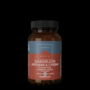 Terranova Health Complexe Pissenlit, Artichaut & Cystéine avec pissenlit et artichaut (50 gélules) - soutient la détoxification et le fonctionnement normal du foie