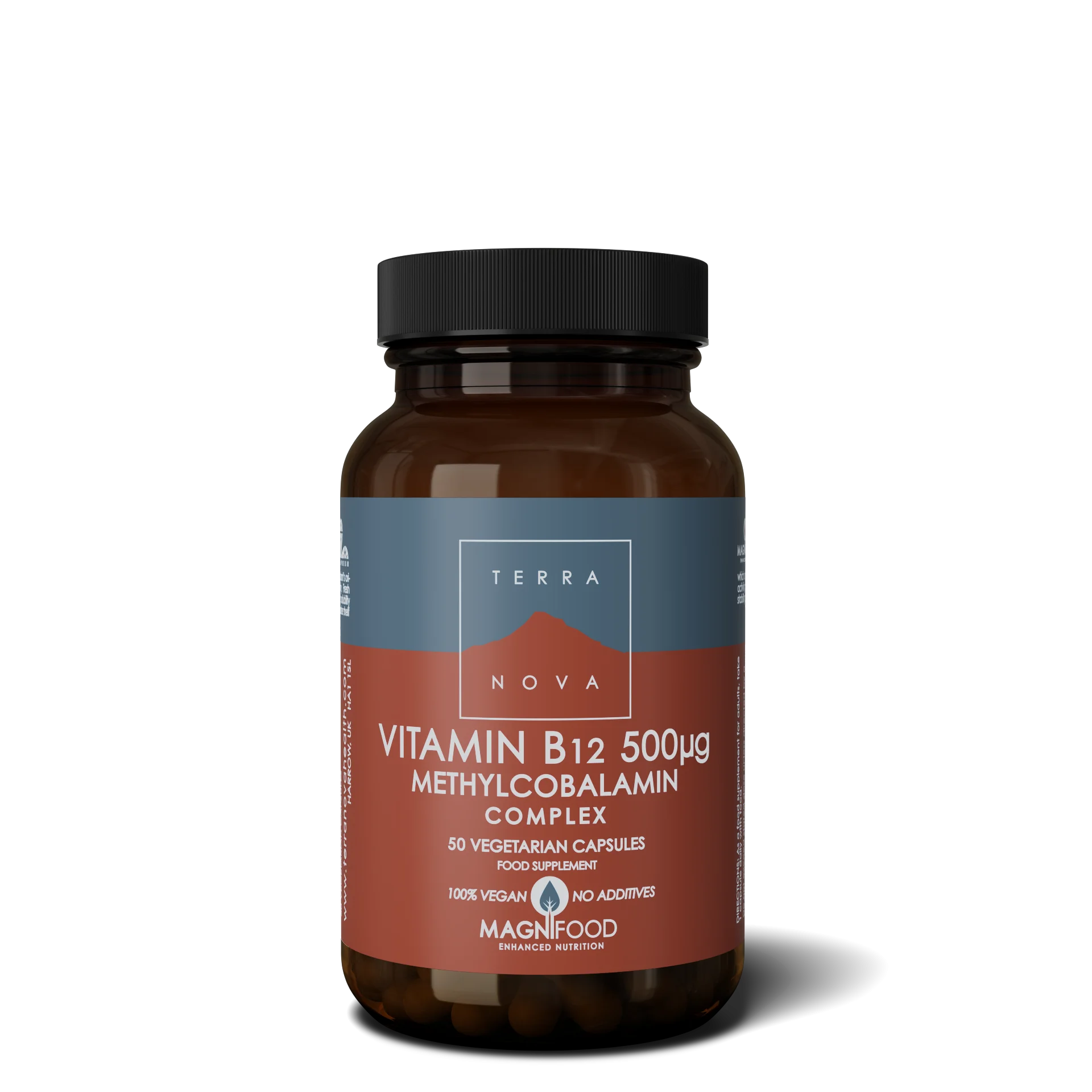Terranova Health Vitamine B12 (Méthylcobalamine) 500 µg Complexe (50 gélules) - bien assimilée