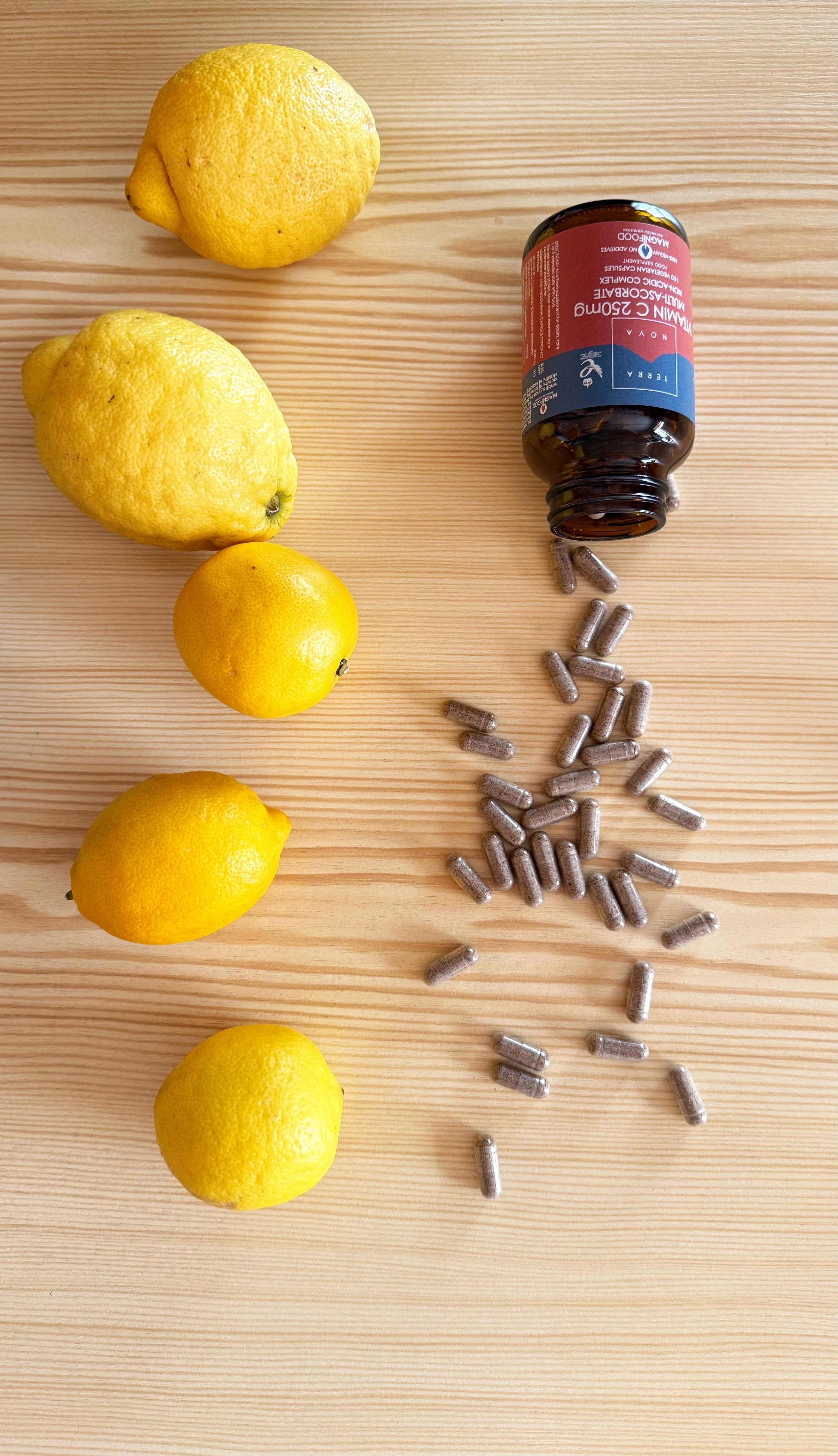 Terranova Health Complexe de vitamine C 250 mg - 100 gélules - sous forme d’ascorbates minéraux