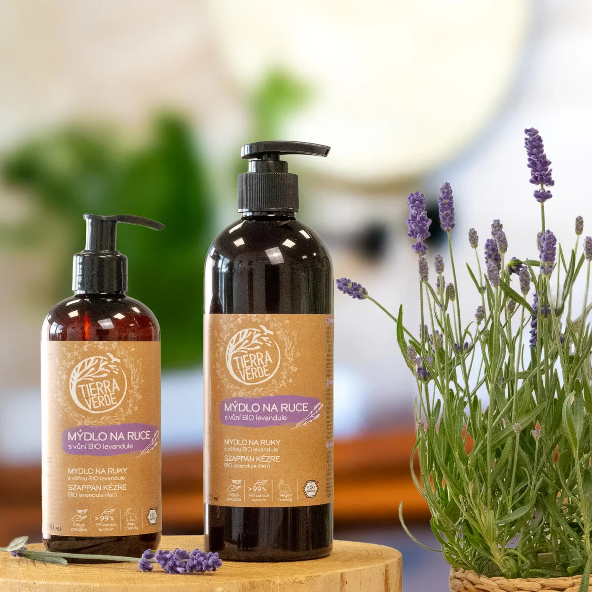 Tierra Verde Savon liquide pour les mains - Lavande BIO 100 ml - au plantain bio tchèque