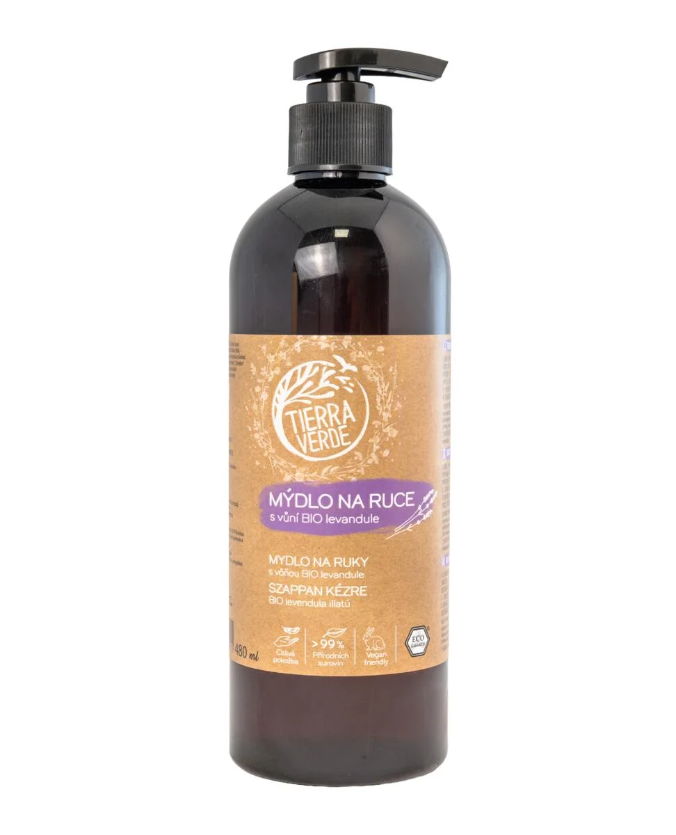 Tierra Verde Savon liquide pour les mains - Lavande BIO 290 ml - avec plantain bio tchèque