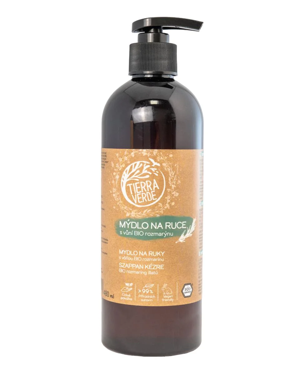 Tierra Verde Savon liquide pour les mains - BIO Romarin 100 ml - avec du plantain bio tchèque