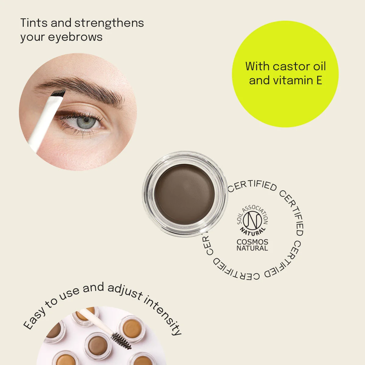 Uoga Uoga Pommade à sourcils crémeuse (2,5 ml) 797 Pebbles & Salt - Blonde - 3 teintes pour des sourcils visiblement plus fournis