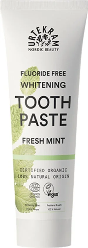 Urtekram Dentifrice blanchissant à la menthe BIO (75 ml) - au goût frais de menthe
