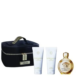 Versace Eros Pour Femme coffret cadeau + lait pour le corps 100 ml + gel douche 100 ml + trousse cosmétique eau de parfum pour femme