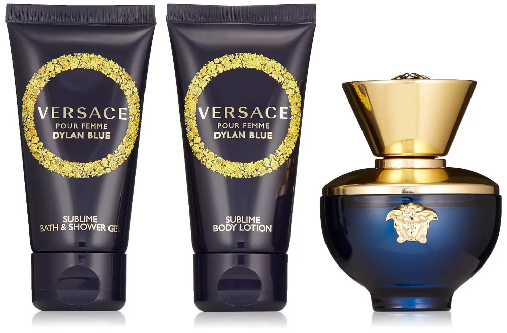 Coffret cadeau Versace Dylan Blue Pour Femme pour femmes eau de parfum 50 ml + lait corporel 50 ml + gel douche 50 ml 50 ml + tělové mléko 50 ml + sprchový gel 50 ml