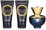 Coffret cadeau Versace Dylan Blue Pour Femme pour femmes eau de parfum 50 ml + lait corporel 50 ml + gel douche 50 ml 50 ml + tělové mléko 50 ml + sprchový gel 50 ml