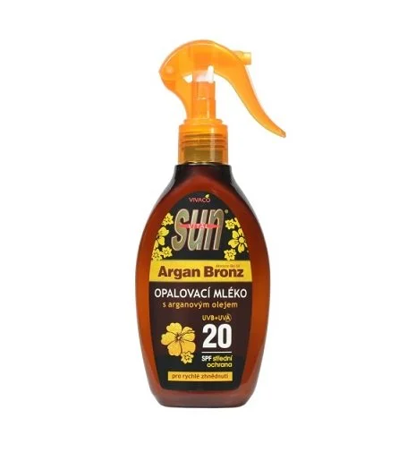 Sun Argan Bronz lait solaire à l’huile d’argan SPF 20 200 ml