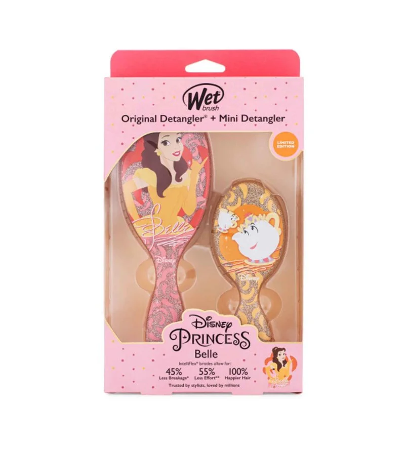 Disney Princess Belle Coffret cadeau brosse à cheveux Original Detangler + brosse à cheveux Mini Detangler