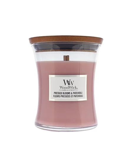 Pressed Blooms & Patchouli bougie parfumée à mèche en bois 275 g