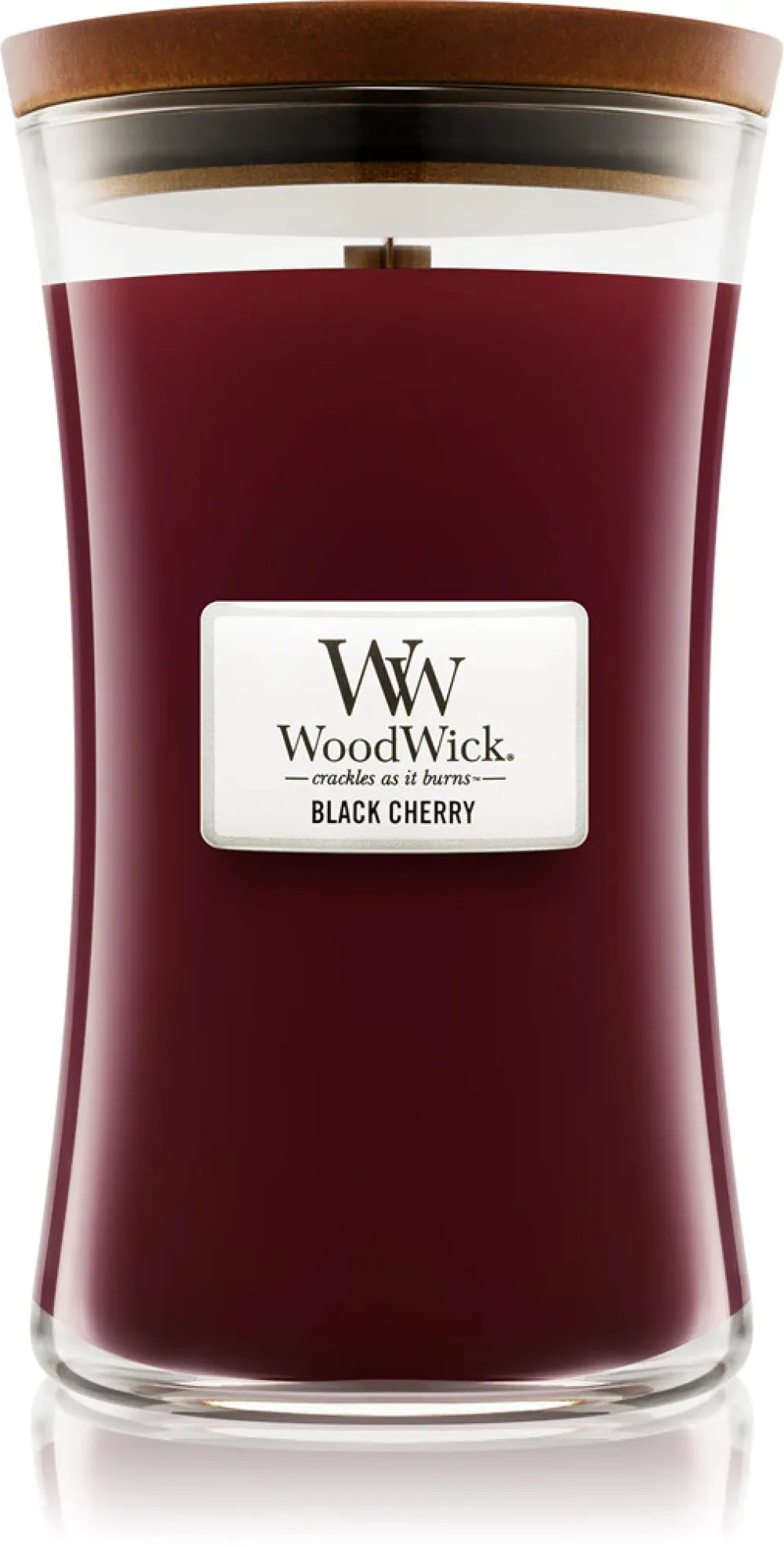 Bougie parfumée WoodWick Black Cherry avec mèche en bois 275 g