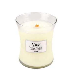 Bougie parfumée WoodWick Linen avec mèche en bois 275 g