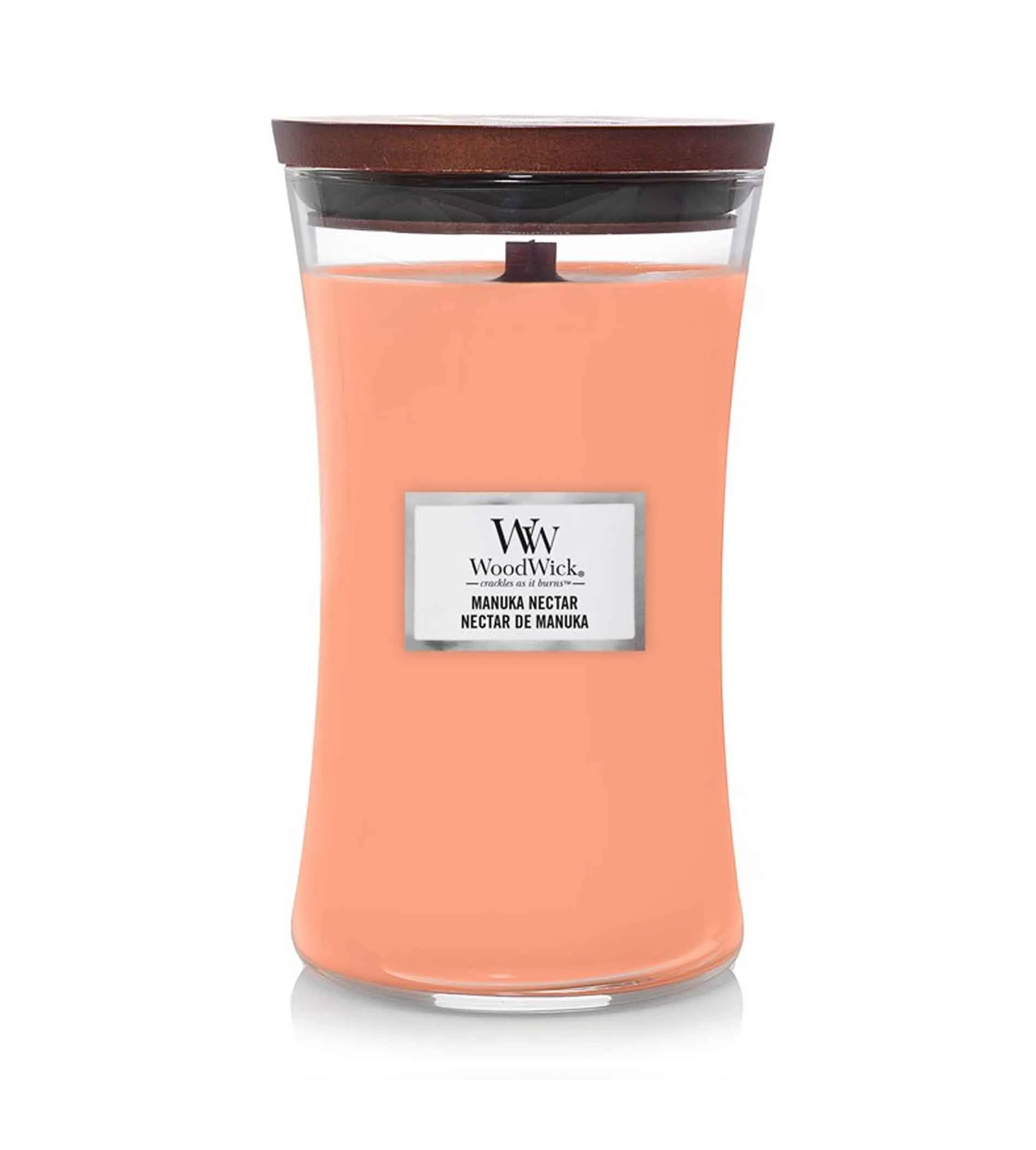 Bougie parfumée WoodWick Manuka Nectar avec mèche en bois pour femme