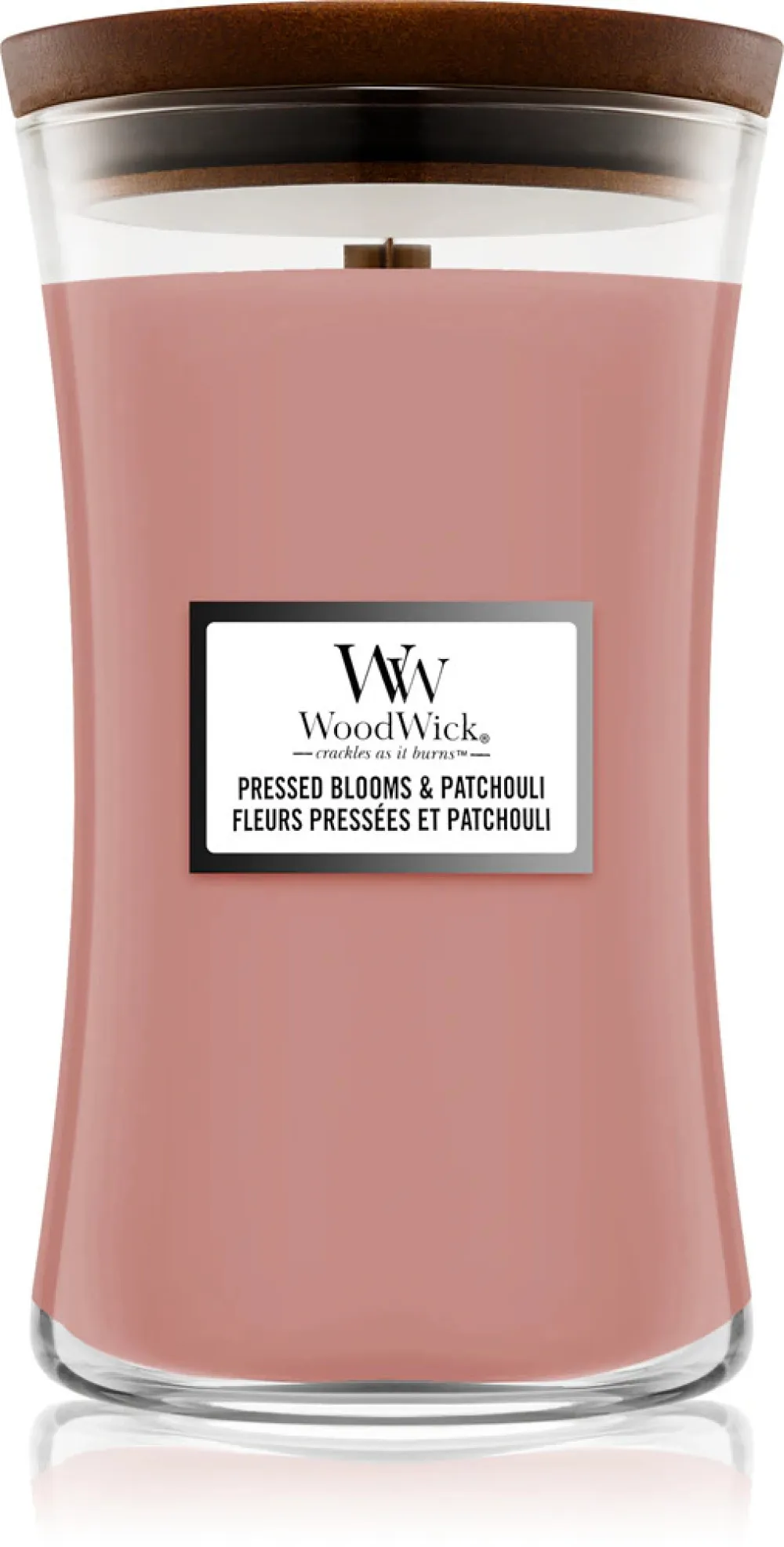 Pressed Blooms & Patchouli bougie parfumée avec mèche en bois 609,5 g