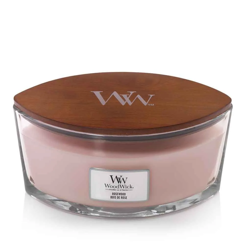 Bougie parfumée WoodWick Rosewood avec mèche en bois 275 g