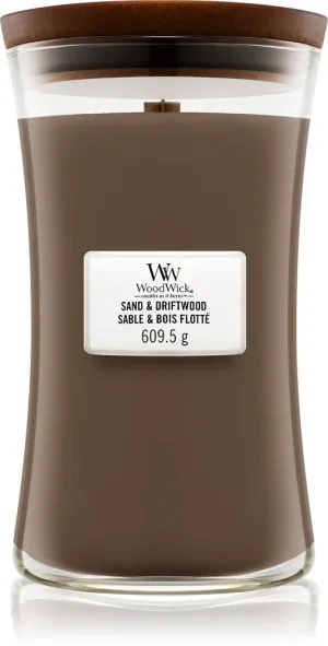 Bougie parfumée WoodWick Sand & Driftwood avec mèche en bois 275 g