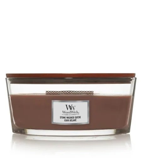 WoodWick Stone Washed Suede bougie parfumée avec mèche en bois pour femmes