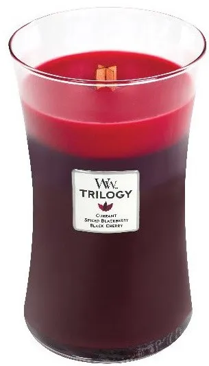 WoodWick Trilogy Sun Ripened Berries bougie parfumée avec mèche en bois pour femmes