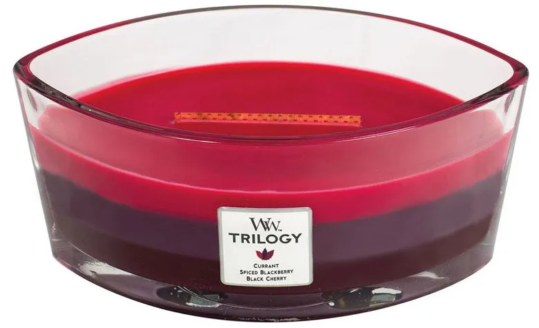 WoodWick Trilogy Sun Ripened Berries bougie parfumée avec mèche en bois pour femmes