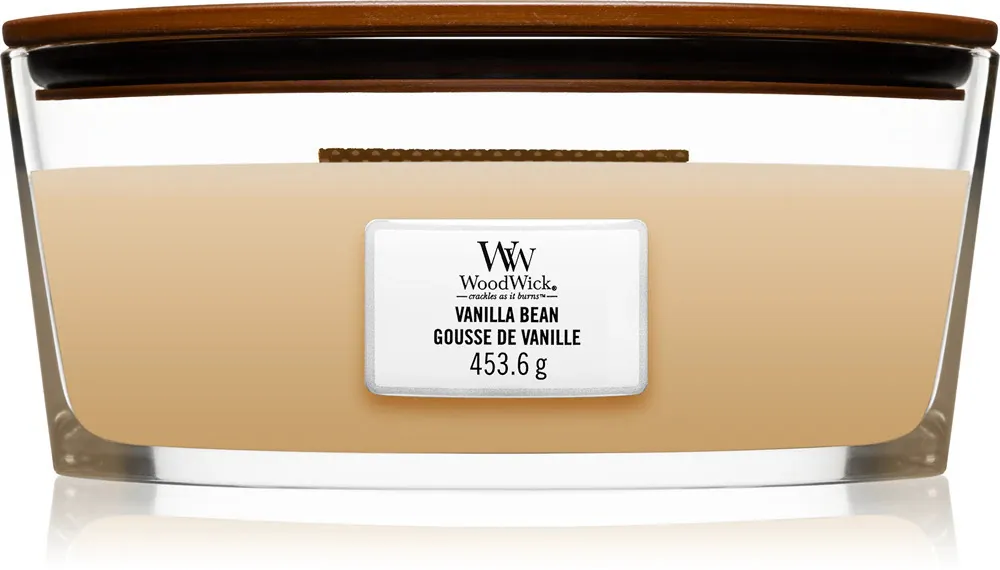 Bougie parfumée WoodWick Vanilla Bean avec mèche en bois 453,6 g